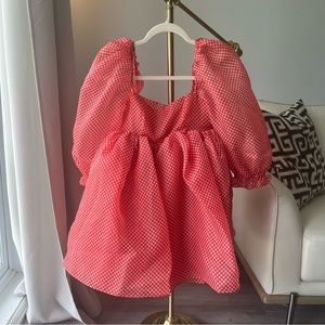 Selkie Gingham Puff Sleeve Dress